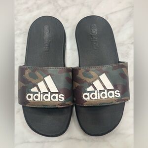 Adidas Camouflage 13K Black Slides Sandals boys kids size 13 camo slip on shoes